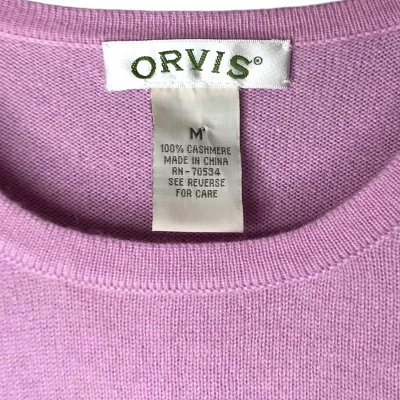 Medium Light Purple Orvis 100% Cashmere Crew Neck Sweater Pullover Mauve - Picture 4 of 9